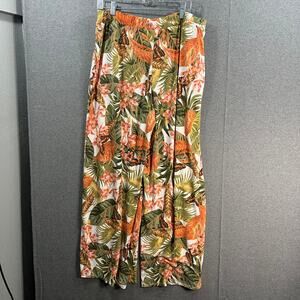 Girl With Curves Regular Wide Leg Printed Knit Pants Tropical Print, X-Large
